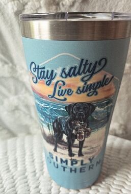 NWT! Tervis SImply Southern Stay Salty 20 oz Tumbler Blue Beach Black Dog